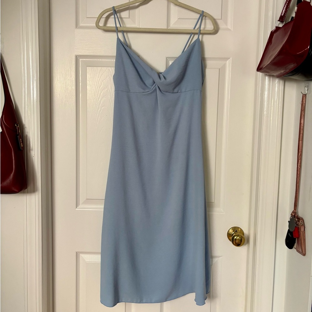 See You Monday Blue Spaghetti Strap Slip Midi Dress